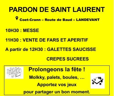 Le pardon de Saint-Laurent célébré dimanche 9 août à Landévant
